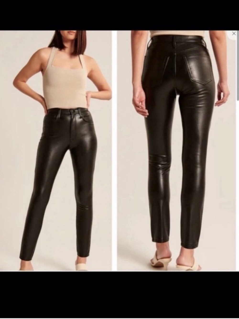 Abercrombie Curve Love Vegan Leather Pants High Rise Skinny Black Short 31 NWT
